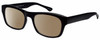 Profile View of Big & Wide 4 Designer Polarized Reading Sunglasses with Custom Cut Powered Amber Brown Lenses in Black Mens Square Full Rim Acetate 60 mm