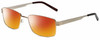 Profile View of Gotham Style 14 Designer Polarized Sunglasses with Custom Cut Red Mirror Lenses in Gold Mens Rectangular Full Rim Metal 59 mm