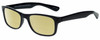 Profile View of Gotham Style 229 Designer Polarized Reading Sunglasses with Custom Cut Powered Sun Flower Yellow Lenses in Black Mens Square Full Rim Acetate 60 mm