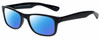 Profile View of Gotham Style 229 Designer Polarized Reading Sunglasses with Custom Cut Powered Blue Mirror Lenses in Black Mens Square Full Rim Acetate 60 mm