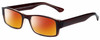 Profile View of Gotham Style 232 Designer Polarized Sunglasses with Custom Cut Red Mirror Lenses in Brown Mens Rectangular Full Rim Acetate 60 mm