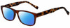 Profile View of Gotham Premium Flex 29 Designer Polarized Sunglasses with Custom Cut Blue Mirror Lenses in Matte Brown Unisex Square Full Rim Stainless Steel 53 mm