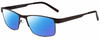 Profile View of Gotham Style 11 Designer Polarized Reading Sunglasses with Custom Cut Powered Blue Mirror Lenses in Brown Mens Rectangular Full Rim Metal 59 mm