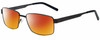 Profile View of Gotham Style 14 Designer Polarized Sunglasses with Custom Cut Red Mirror Lenses in Gunmetal Mens Square Full Rim Metal 59 mm