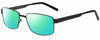 Profile View of Gotham Style 14 Designer Polarized Reading Sunglasses with Custom Cut Powered Green Mirror Lenses in Gunmetal Mens Square Full Rim Metal 59 mm