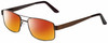 Profile View of Gotham Style 15 Designer Polarized Sunglasses with Custom Cut Red Mirror Lenses in Antique Brown Mens Square Full Rim Metal 56 mm
