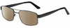 Profile View of Gotham Style 15 Designer Polarized Sunglasses with Custom Cut Amber Brown Lenses in Black Mens Square Full Rim Metal 56 mm