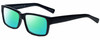 Profile View of Gotham Style 204 Designer Polarized Reading Sunglasses with Custom Cut Powered Green Mirror Lenses in Black Unisex Rectangular Full Rim Acetate 56 mm
