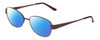 Profile View of Gotham Premium Stainless Steel 29 Designer Polarized Sunglasses with Custom Cut Blue Mirror Lenses in Matte Satin Brown Ladies Oval Full Rim Stainless Steel 54 mm