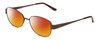 Profile View of Gotham Premium Stainless Steel 29 Designer Polarized Sunglasses with Custom Cut Red Mirror Lenses in Matte Satin Brown Ladies Oval Full Rim Stainless Steel 54 mm