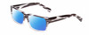 Profile View of Gotham Style 204 Designer Polarized Sunglasses with Custom Cut Blue Mirror Lenses in Black Crystal Stripes Unisex Rectangular Full Rim Acetate 56 mm