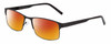 Profile View of Gotham Premium Stainless Steel 12 Designer Polarized Sunglasses with Custom Cut Red Mirror Lenses in Gunmetal Silver Unisex Rectangular Semi-Rimless Metal 58 mm