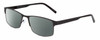 Profile View of Gotham Premium Stainless Steel 12 Designer Polarized Reading Sunglasses with Custom Cut Powered Smoke Grey Lenses in Gunmetal Silver Unisex Rectangular Semi-Rimless Metal 58 mm