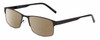 Profile View of Gotham Premium Stainless Steel 12 Designer Polarized Reading Sunglasses with Custom Cut Powered Amber Brown Lenses in Gunmetal Silver Unisex Rectangular Semi-Rimless Metal 58 mm