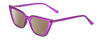 Profile View of Gotham Flex 84 Designer Polarized Sunglasses with Custom Cut Amber Brown Lenses in Smoke Purple Matte Black Ladies Triangular Full Rim Acetate 49 mm