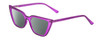 Profile View of Gotham Flex 84 Designer Polarized Reading Sunglasses with Custom Cut Powered Smoke Grey Lenses in Smoke Purple Matte Black Ladies Triangular Full Rim Acetate 49 mm