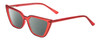 Profile View of Gotham Flex 84 Designer Polarized Reading Sunglasses with Custom Cut Powered Smoke Grey Lenses in Smoke Red Matte Black Ladies Triangular Full Rim Acetate 49 mm