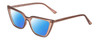 Profile View of Gotham Flex 84 Designer Polarized Sunglasses with Custom Cut Blue Mirror Lenses in Smoke Tan Brown Matte Black Ladies Triangular Full Rim Acetate 49 mm