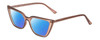Profile View of Gotham Flex 84 Designer Polarized Reading Sunglasses with Custom Cut Powered Blue Mirror Lenses in Smoke Tan Brown Matte Black Ladies Triangular Full Rim Acetate 49 mm