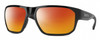 Profile View of Smith Optics Arvo Designer Polarized Sunglasses with Custom Cut Red Mirror Lenses in Gloss Black Mens Rectangle Full Rim Acetate 61 mm