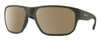 Profile View of Smith Optics Arvo Designer Polarized Reading Sunglasses with Custom Cut Powered Amber Brown Lenses in Matte Moss Green Mens Rectangle Full Rim Acetate 61 mm