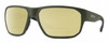 Profile View of Smith Optics Arvo Designer Polarized Reading Sunglasses with Custom Cut Powered Sun Flower Yellow Lenses in Matte Moss Green Mens Rectangle Full Rim Acetate 61 mm