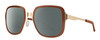 Profile View of Smith Optics Aveline Designer Polarized Reading Sunglasses with Custom Cut Powered Smoke Grey Lenses in Amber Brown Unisex Square Full Rim Stainless Steel 55 mm