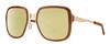 Profile View of Smith Optics Aveline Designer Polarized Reading Sunglasses with Custom Cut Powered Sun Flower Yellow Lenses in Amber Brown Unisex Square Full Rim Stainless Steel 55 mm