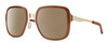 Profile View of Smith Optics Aveline Designer Polarized Reading Sunglasses with Custom Cut Powered Amber Brown Lenses in Amber Brown Unisex Square Full Rim Stainless Steel 55 mm