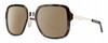 Profile View of Smith Optics Aveline Designer Polarized Reading Sunglasses with Custom Cut Powered Amber Brown Lenses in Tortoise Havana Brown Gold Unisex Square Full Rim Stainless Steel 55 mm