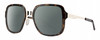 Profile View of Smith Optics Aveline Designer Polarized Reading Sunglasses with Custom Cut Powered Smoke Grey Lenses in Tortoise Havana Brown Gold Unisex Square Full Rim Stainless Steel 55 mm