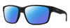 Profile View of Smith Optics Basecamp Designer Polarized Sunglasses with Custom Cut Blue Mirror Lenses in Matte Black Unisex Square Full Rim Acetate 58 mm