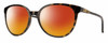 Profile View of Smith Optics Cheetah Designer Polarized Sunglasses with Custom Cut Red Mirror Lenses in Alpine Tortoise Havana Matte Brown Gold Ladies Cateye Full Rim Acetate 54 mm