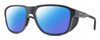 Profile View of Smith Optics Embark Designer Polarized Sunglasses with Custom Cut Blue Mirror Lenses in Matte Slate Grey Unisex Wrap Full Rim Acetate 58 mm