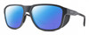 Profile View of Smith Optics Embark Designer Polarized Reading Sunglasses with Custom Cut Powered Blue Mirror Lenses in Matte Slate Grey Unisex Wrap Full Rim Acetate 58 mm