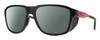 Profile View of Smith Optics Embark Designer Polarized Reading Sunglasses with Custom Cut Powered Smoke Grey Lenses in TNF Matte Black/Horizon Red Unisex Wrap Full Rim Acetate 58 mm