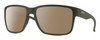 Profile View of Smith Optics Emerge Designer Polarized Sunglasses with Custom Cut Amber Brown Lenses in Matte Moss Green Unisex Square Full Rim Acetate 60 mm