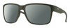 Profile View of Smith Optics Emerge Designer Polarized Sunglasses with Custom Cut Smoke Grey Lenses in Matte Moss Green Unisex Square Full Rim Acetate 60 mm