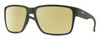 Profile View of Smith Optics Emerge Designer Polarized Reading Sunglasses with Custom Cut Powered Sun Flower Yellow Lenses in Matte Moss Green Unisex Square Full Rim Acetate 60 mm