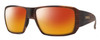 Profile View of Smith Optics Guides Choice S Designer Polarized Sunglasses with Custom Cut Red Mirror Lenses in Matte Tortoise Havana Brown Gold Unisex Rectangle Full Rim Acetate 58 mm