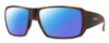 Profile View of Smith Optics Guides Choice S Designer Polarized Sunglasses with Custom Cut Blue Mirror Lenses in Matte Tortoise Havana Brown Gold Unisex Rectangle Full Rim Acetate 58 mm