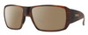Profile View of Smith Optics Guides Choice S Designer Polarized Sunglasses with Custom Cut Amber Brown Lenses in Matte Tortoise Havana Brown Gold Unisex Rectangle Full Rim Acetate 58 mm