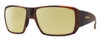 Profile View of Smith Optics Guides Choice S Designer Polarized Reading Sunglasses with Custom Cut Powered Sun Flower Yellow Lenses in Matte Tortoise Havana Brown Gold Unisex Rectangle Full Rim Acetate 58 mm