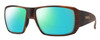 Profile View of Smith Optics Guides Choice S Designer Polarized Reading Sunglasses with Custom Cut Powered Green Mirror Lenses in Matte Tortoise Havana Brown Gold Unisex Rectangle Full Rim Acetate 58 mm