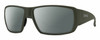 Profile View of Smith Optics Guides Choice XL Designer Polarized Reading Sunglasses with Custom Cut Powered Smoke Grey Lenses in Matte Moss Green Unisex Rectangle Full Rim Acetate 63 mm