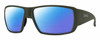 Profile View of Smith Optics Guides Choice XL Designer Polarized Reading Sunglasses with Custom Cut Powered Blue Mirror Lenses in Matte Moss Green Unisex Rectangle Full Rim Acetate 63 mm