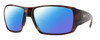Profile View of Smith Optics Guides Choice XL Designer Polarized Sunglasses with Custom Cut Blue Mirror Lenses in Tortoise Havana Brown Gold Unisex Rectangle Full Rim Acetate 63 mm