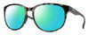 Profile View of Smith Optics Lake Shasta Designer Polarized Reading Sunglasses with Custom Cut Powered Green Mirror Lenses in Sky Tortoise Havana Blue Black Marble Unisex Cateye Full Rim Acetate 56 mm