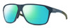 Profile View of Smith Optics Leadout Pivlock Designer Polarized Reading Sunglasses with Custom Cut Powered Green Mirror Lenses in Matte Stone/Moss Green Blue Grey Unisex Square Full Rim Acetate 63 mm