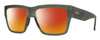 Profile View of Smith Optics Lineup Designer Polarized Sunglasses with Custom Cut Red Mirror Lenses in Matte Moss Crystal Green Unisex Square Full Rim Acetate 58 mm